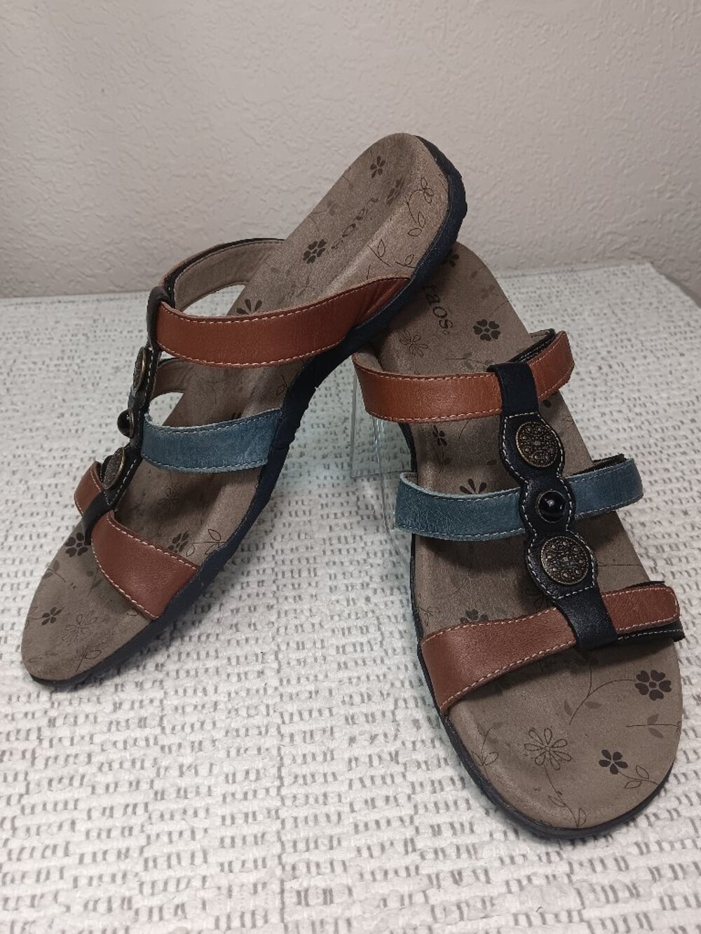 Taos Footwear women's 'Prize' Leather Adjustable Slide Sandal sz 11